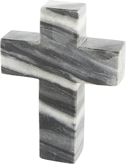 Mud Pie Marble Cross, Gray, 6" x 4.5"