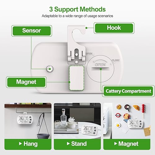 Miniatura 6 de Termómetro digital para refrigerador, paquete de 2, termómetro impermeable para refrigerador, termómetro congelador de pantalla grande de 2.25