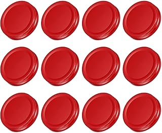 uxcell Mason Jar Lids, 70mm/2.76" Regular Mouth Tin Plate Caps Leak Proof for Canning Jars Kitchen Storage, (Red 12Pcs)