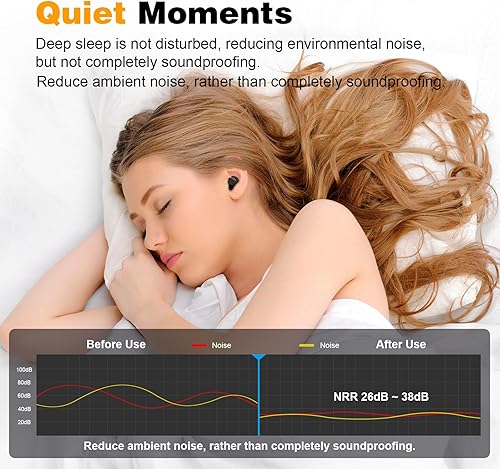 Miniatura 2 de Tapones para los oídos para dormir con cancelación de ruido, tapones para los oídos con reducción de ruido de 38 dB, tapón reutilizable de silicona