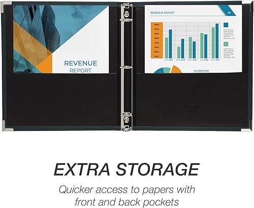 Vista 25 de Samsill Classic Collection carpeta de 3 aros, presentación ejecutiva, aros redondos de latón de media pulgada (capacidad de 125 hojas), negro, Negro