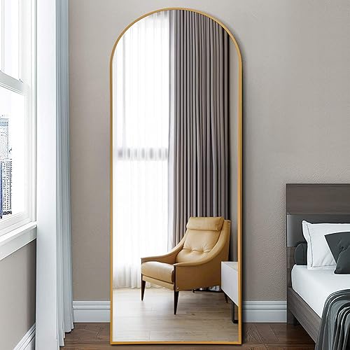 Miniatura 6 de NeuType Espejo arqueado de longitud completa de 65 x 22 pulgadas, espejo grande de pared arqueado con soporte, espejo de cuerpo completo para