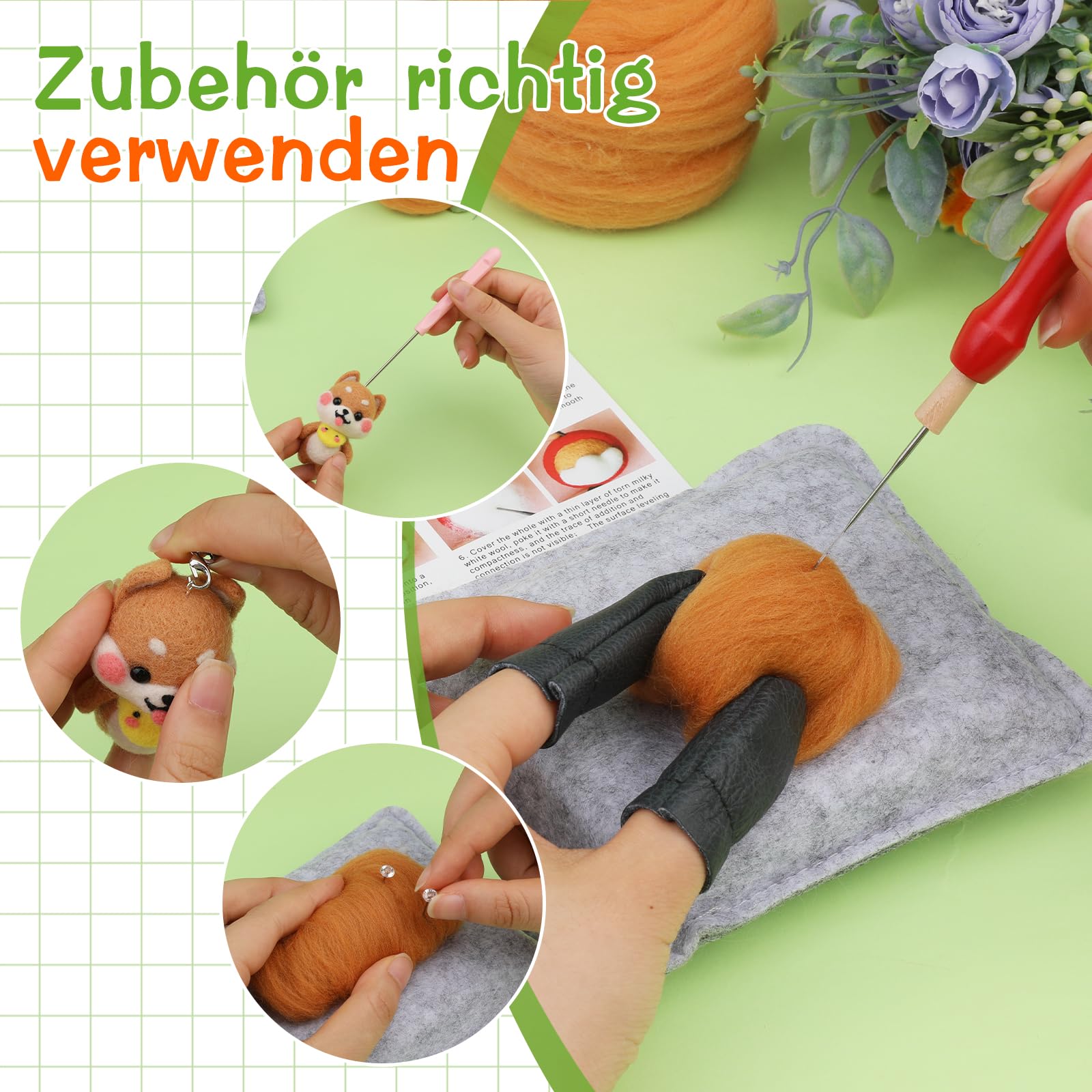 Kit D'aiguilles De Feutrage En Laine Colorée 20 Pièces Avec 2 Types D'aiguilles Pointe étoile Et