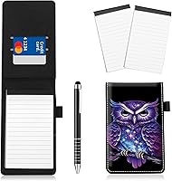Vista 22 de Juego de 4 soportes para bloc de notas de tamaño de bolsillo, de piel sintética, mini bloc de notas con 2 bloc de notas pequeños y lápiz capacitivo