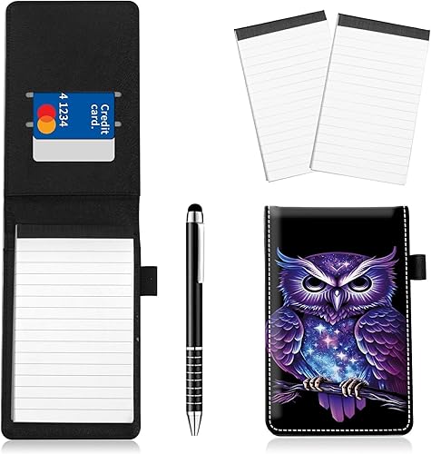 Miniatura 73 de Juego de 4 soportes para bloc de notas de tamaño de bolsillo, de piel sintética, mini bloc de notas con 2 bloc de notas pequeños y lápiz capacitivo