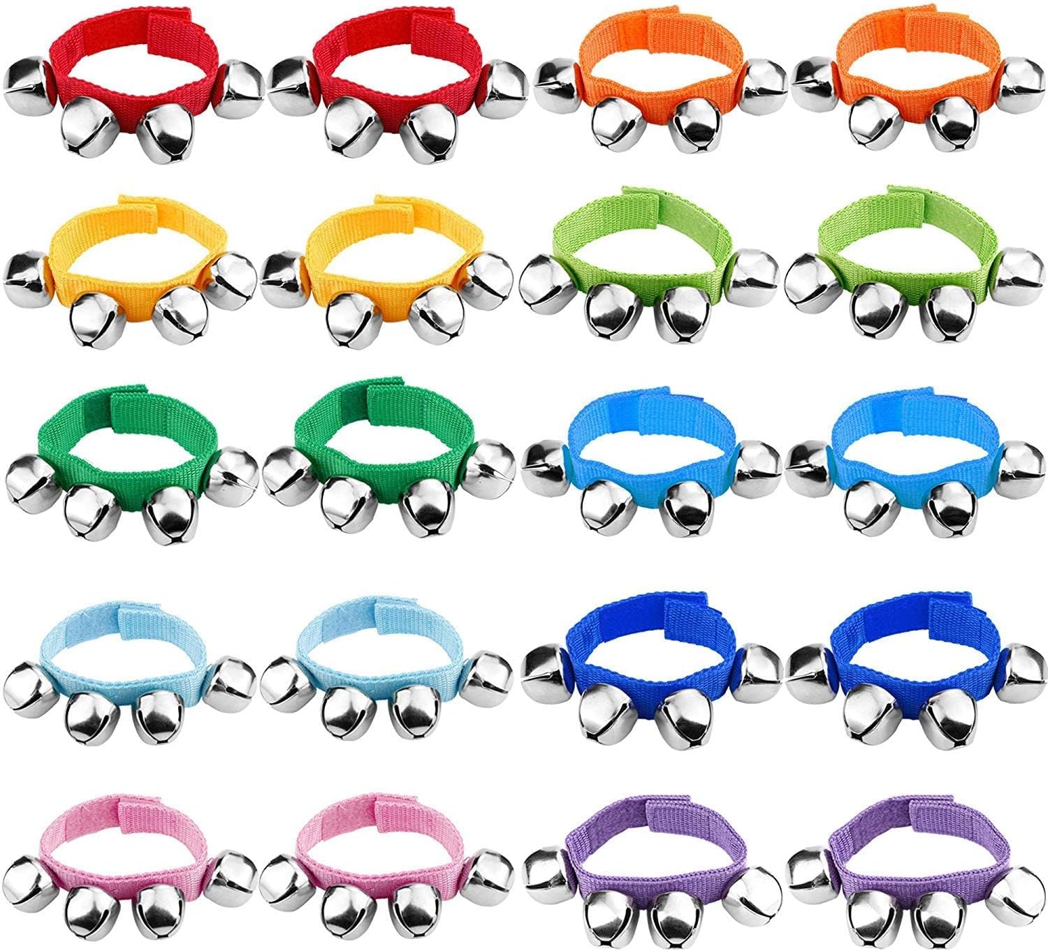 Augshy 20 Packs Christmas Wrist Hand Bells: 10 Colors, Classroom Music School and Party Favors : Musical Instruments