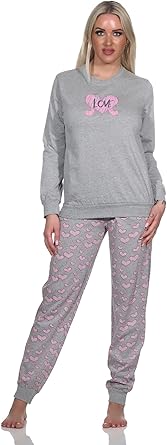 Normann Pyjama Normann Damen Langarm Schlafanzug Mt Bündchen - Auch N Uebergroessen Rosa