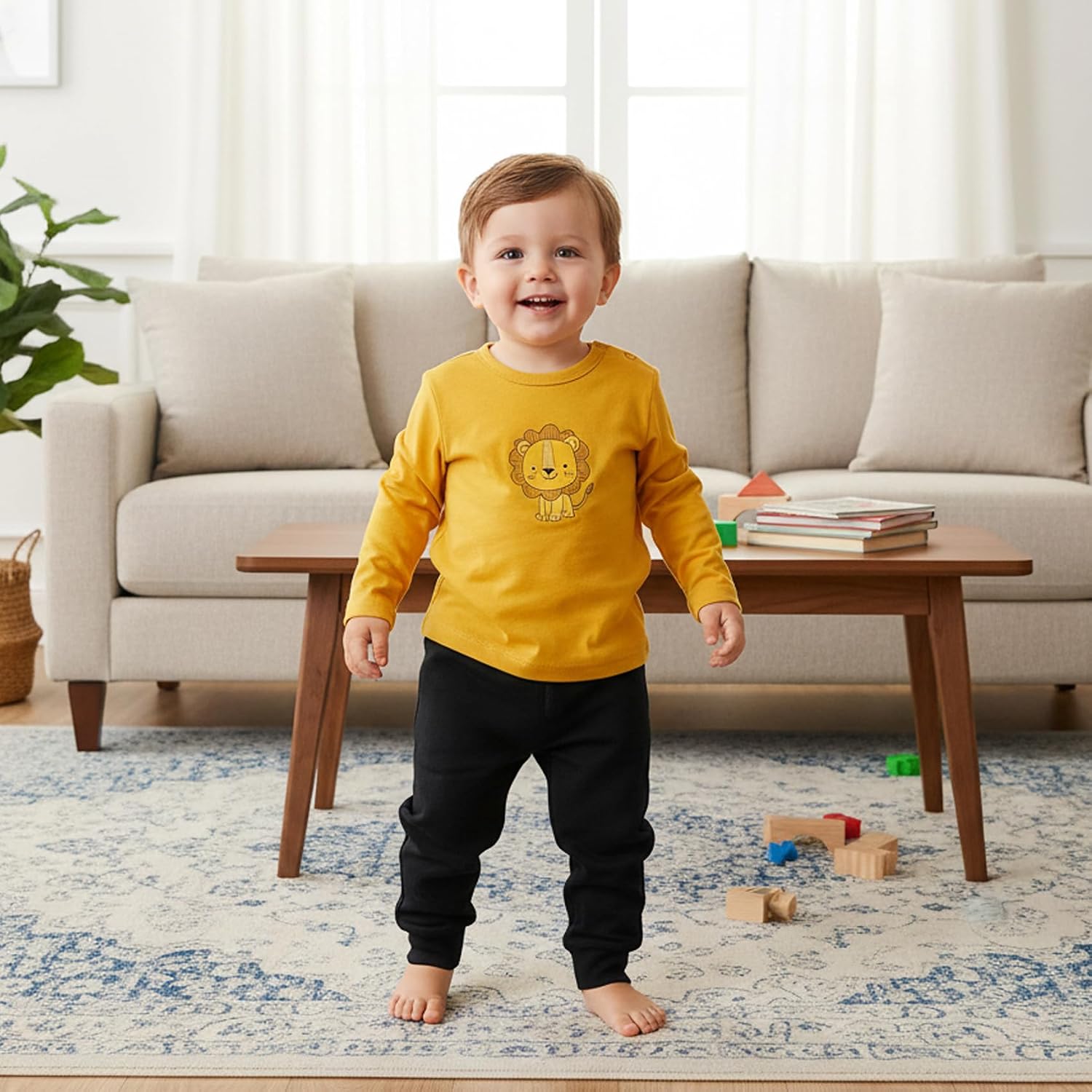 SOBOWO Baby Boy Pants 2 Pack 100% Cotton Solid Baby Joggers 0-24 Months image 2