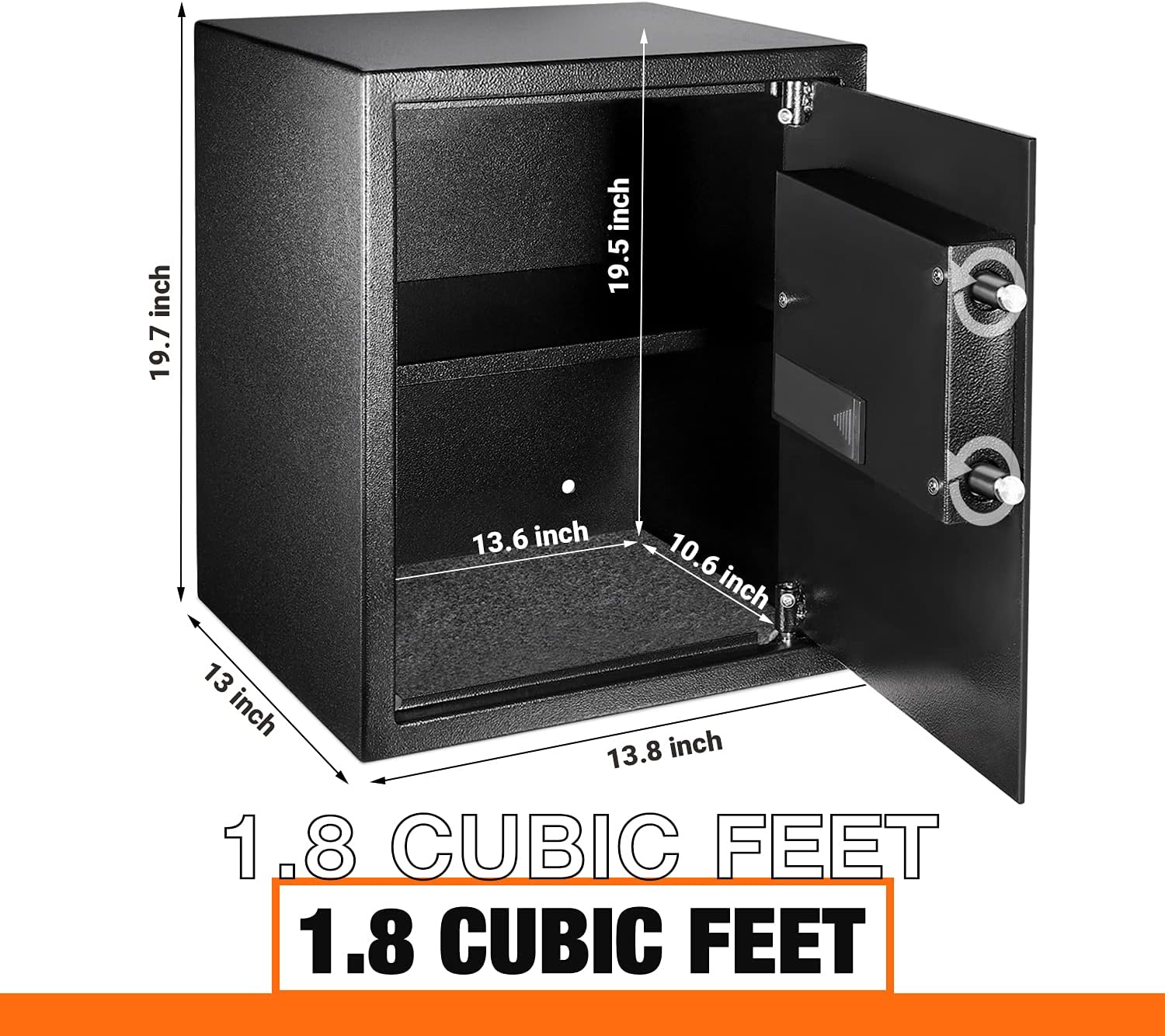 Safe Box 1.8 Cubic Feet Home Safe Digital Lock Box with Instruction Light for Money Safe Cash Jewelry Passport Documents Gun Security 50SA - - 