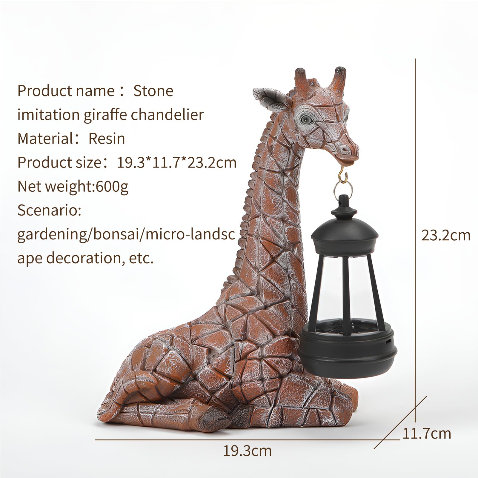 Statue da giardino a energia solare, giraffa con lanterna solare, giraffa resistente alle intemperie, per esterni, scultura in resina, statue di animali per prato, balcone, cortile, terrazza