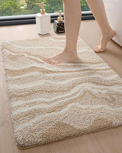 DEXI Alfombra de baño de 24 x 36 pulgadas, antideslizante, lavable a máquina, alfombra de microfibra gruesa absorbente, alfombra de felpa suave para