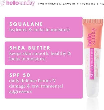 Hello Sunday Everyday Face Moisturiser SPF50 + Lip Balm SPF50 Bundle Hydrating Daily Skincare Duo with Hyaluronic Acid & Squalane UVA/UVB Protection Vegan & Fragrance-Free