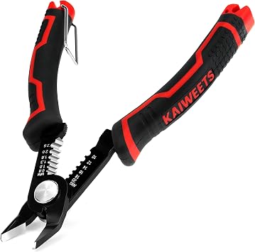 KAIWEETS Wire Cutter 5.0 inch, 2 in-1 Side Cutter for 10-20 AWG Stranded, Invisible Spring, Ergonomic Anti-Slip Handle, Suits for Electrical Repair, Appliance, DIY, Home Appliance, Safe Lock