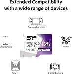 Silicon Power 128GB Micro SD Carte U3 SDXC Jusqu'à 100MB/s avec adaptateur, pour Nintendo-Switch, Cams et Drones