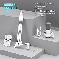 Vista 9 de FIFINE - Micrófono dinámico con brazo articulado, micrófono vocal de estudio XLR, kit de micrófono USB para PC con botón de silencio, perilla