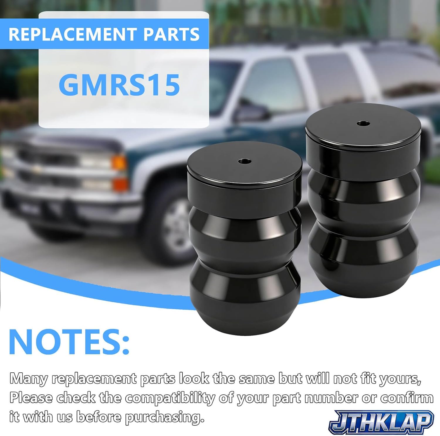 Rear Suspension Rubber Helper Spring Kit Compatible with 2019-2025 Chevy Silverado 1500 GMC Sierra 1500 2WD 4WD Heavy Duty Bump Stop Replacement System Replaces GMRS15