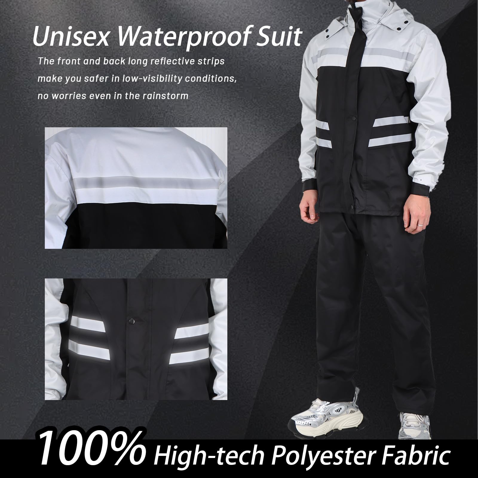 Traje de lluvia Impermeable, Chaqueta y Pantalones Ligeros con Capucha, Chubasquero Unisex para Exteriores, Ropa Impermeable con Capucha Antitormenta