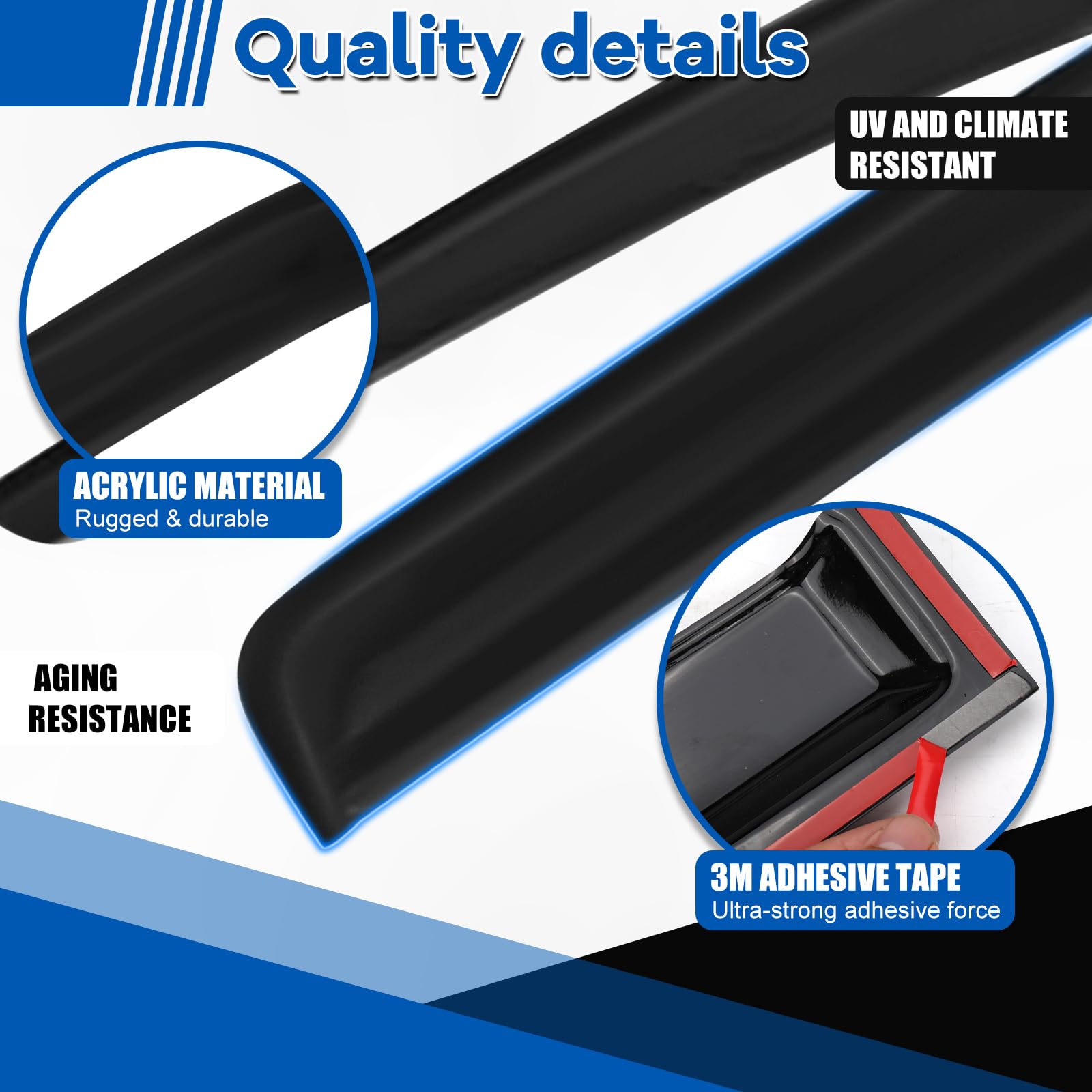 Déflecteurs D'air Pour VW Transporter T5/T6/T6.1 (2003-2024) - Lot De 2, Acrylique, Montage Autocollant - Protection Pluie Et Ventilation