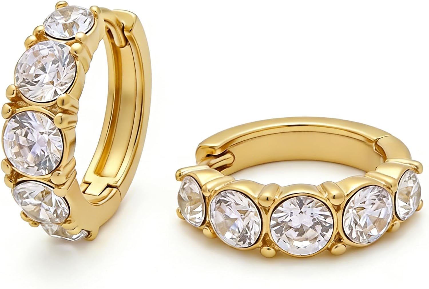 Gold Diamond Hoop Earrings for Women, Gold Plated Copper with Pave Cubic Zirconia, Diamond-Inspired Design, Lightweight Hypoallergenic Jewelry for Everyday and Special Occasions