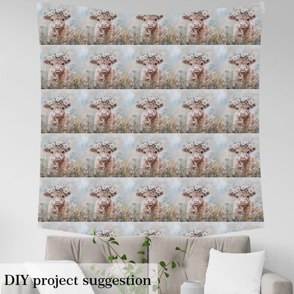 Homemissing Funny Cute Highland Cow Tessuto 920x150cm Highland Cattle Tessuti Per Cucire Crafting Animal Decorazione All ' Aperto Impermeabile Per Progetti Fai Da Te A Casa