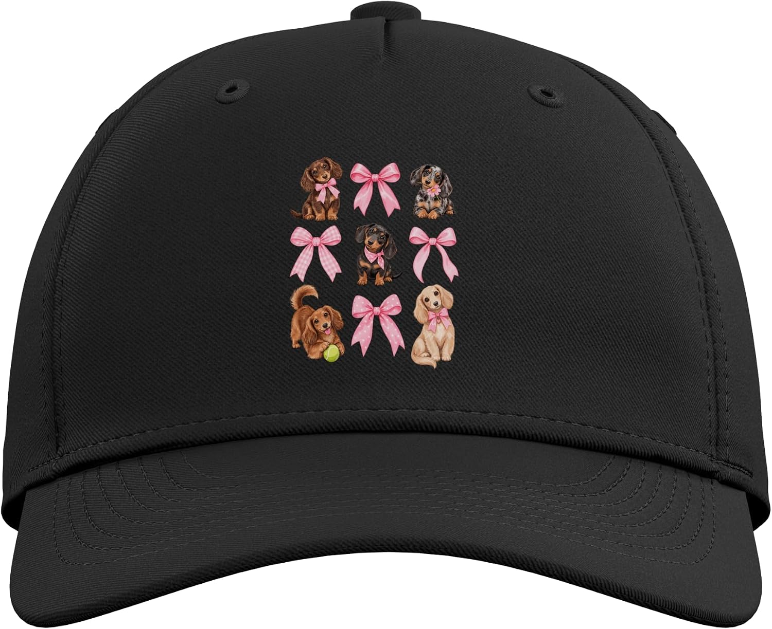 Coquette Dachshund Pink Bow Aesthetic Dog Mom Lover Adjustable Baseball Hat image 2