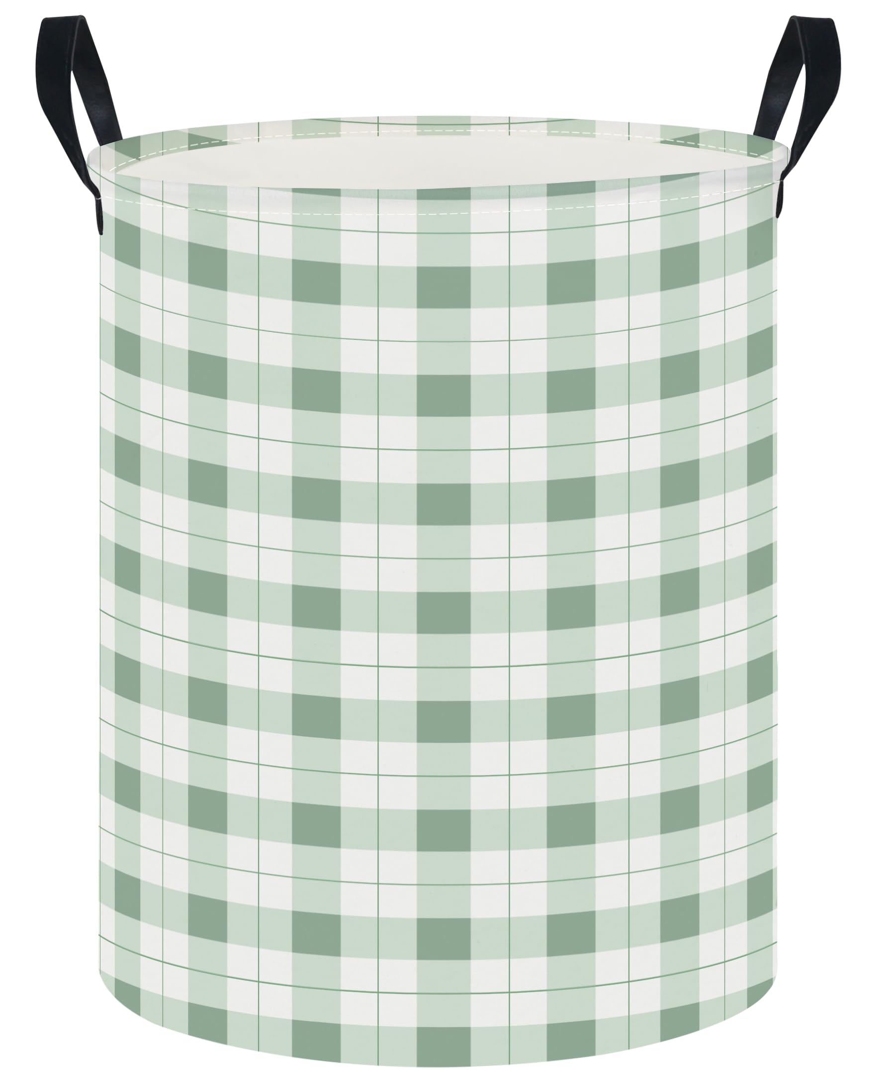 CLOCOR Large Laundry Basket,Waterproof Nursery Hamper,Collapsible Fabric Storage Container,Room Decor,Gift Basket（Green Grid