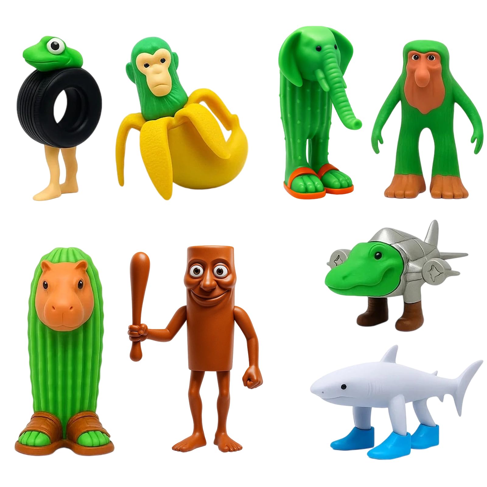 YFHUVB Italian Brainrot, 8 PCS Tung Tung Tung Sahur Figures, Funny Tralalero Tralala Desk Decor, Creative Brain Rot Toys for Office and Home, Novelty Gift for Friends and Colleagues