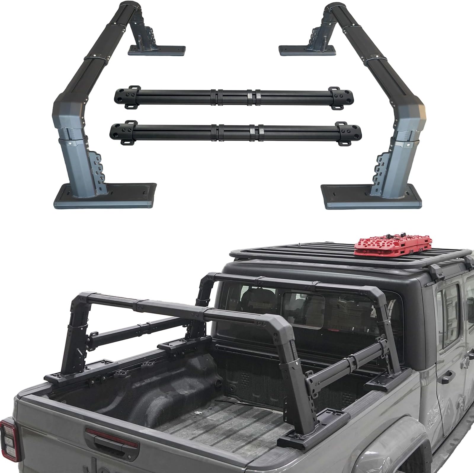 Universal Extendable Pick-Up Truck Rack Bed Rack Aluminum (Except Hyundai Santa Cruz)