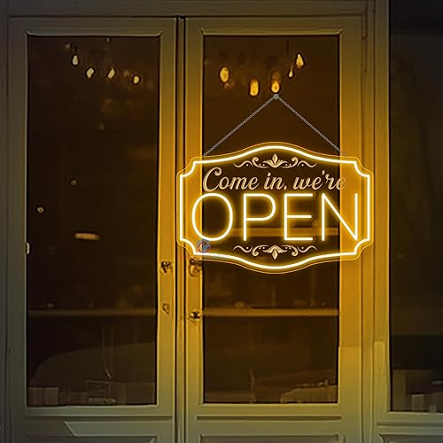 Letrero LED de neón abierto para negocios, luces de neón de brillo ajustable para fiestas, bares, tiendas de salones, decoración de pared de hotel,