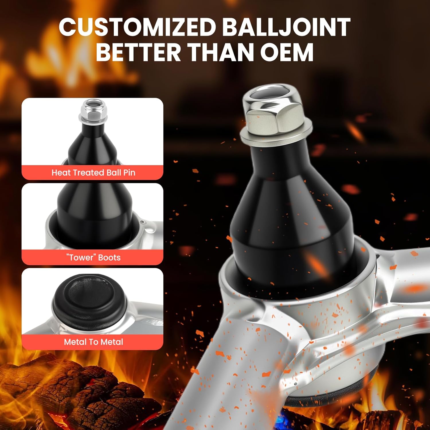 Front Upper Control Arms with Ball Joint for 2005-2023 Toyota Tacoma & Hilux & Fortuner, 2-4" Lift Tubular Control Arms, Replacement OEM Suspension Control Arm