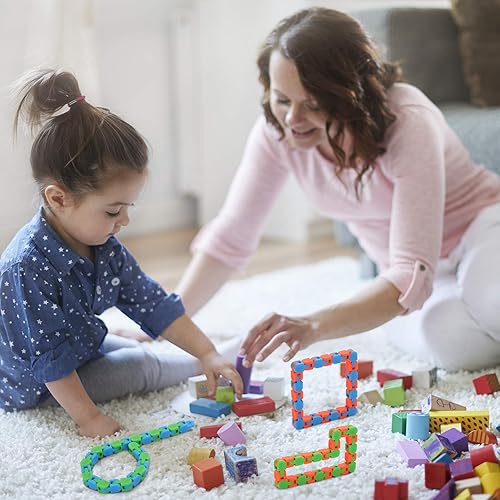 Miniatura 7 de Yeetec 8 paquetes de 24 enlaces Wacky Tracks Snap and Click Fidget Juguetes, juguetes sensoriales de dedo, rompecabezas de serpiente para aliviar el