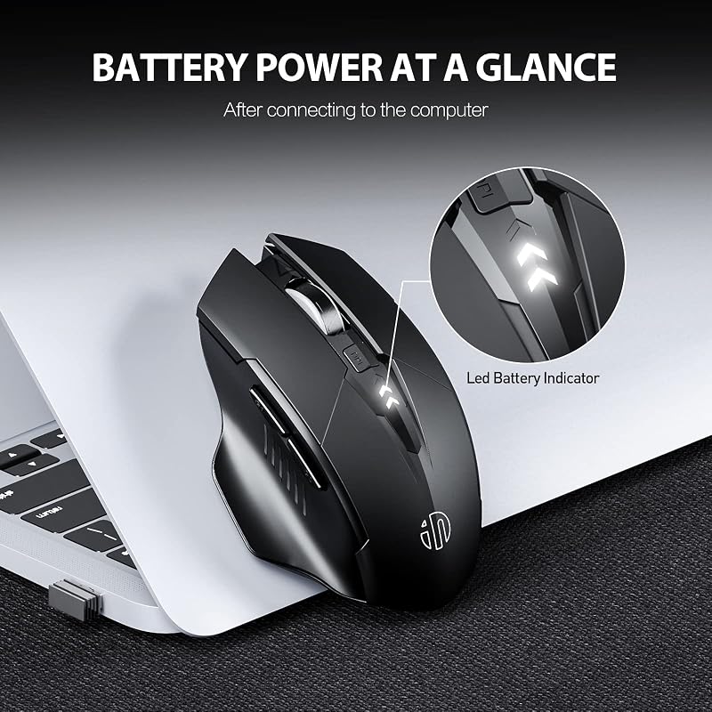 inphic Bluetooth Egér Tri-Mode Vezeték Nélküli Csend Újratölthető 1600DPI