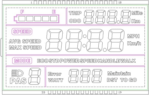 NBPOWER 36V/48V60V/72V SW900 Large Screen LCD Display Meter for Ebike Scooter
