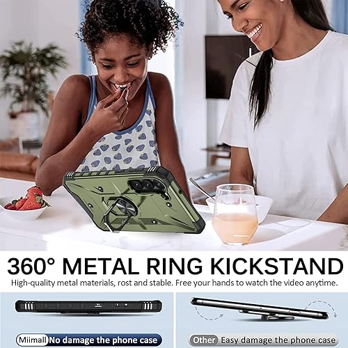 Miniatura 4 de Miimall Funda compatible con Samsung Galaxy S23 Plus, soporte de anillo de metal, soporte giratorio de 360 grados, soporte magnético para automóvil,