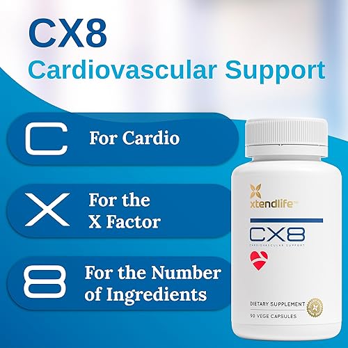 Miniatura 2 de Xtendlife Suplemento de salud cardíaca CX8 para apoyo cardiovascular, circulación y salud arterial, con vitamina K2 MK7, D3, tocotrienoles y espino