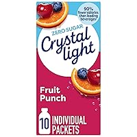 Vista 1 de Crystal Light Mezcla de bebidas, 10 paquetes, para una cómoda hidratación sabrosa, ponche de frutas, sabor artificial, cero azúcar, 0.9 onzas
