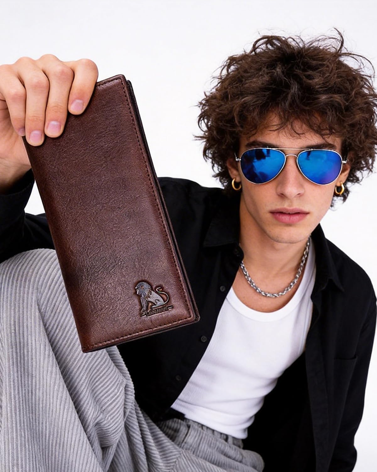 Unisex Vintage Leather Long Bifold Wallet - RFID Blocking Billfold with ID Window & Multi-Card Slots - Genuine Cowhide Cash & Receipt Organizer for Travel (91644-Coffee)