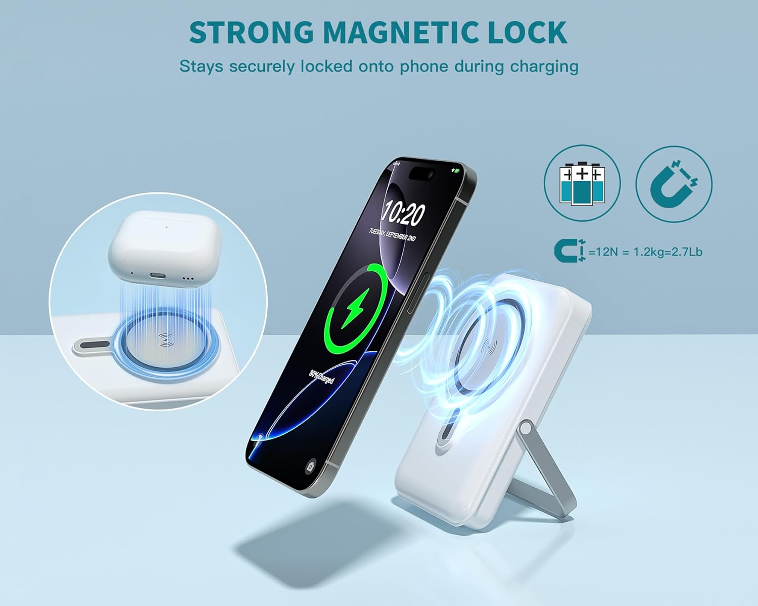 Magnetic Portable Charger Bank Built-in Cables,10000mAh USBC Power Bank 22.5W MAX Battery Pack Magnet Charger Protable Powerbank Fast Charging for Apple iPhone 17/16/15/14/13/12 Series,Samsung S25/S24 - Image 4