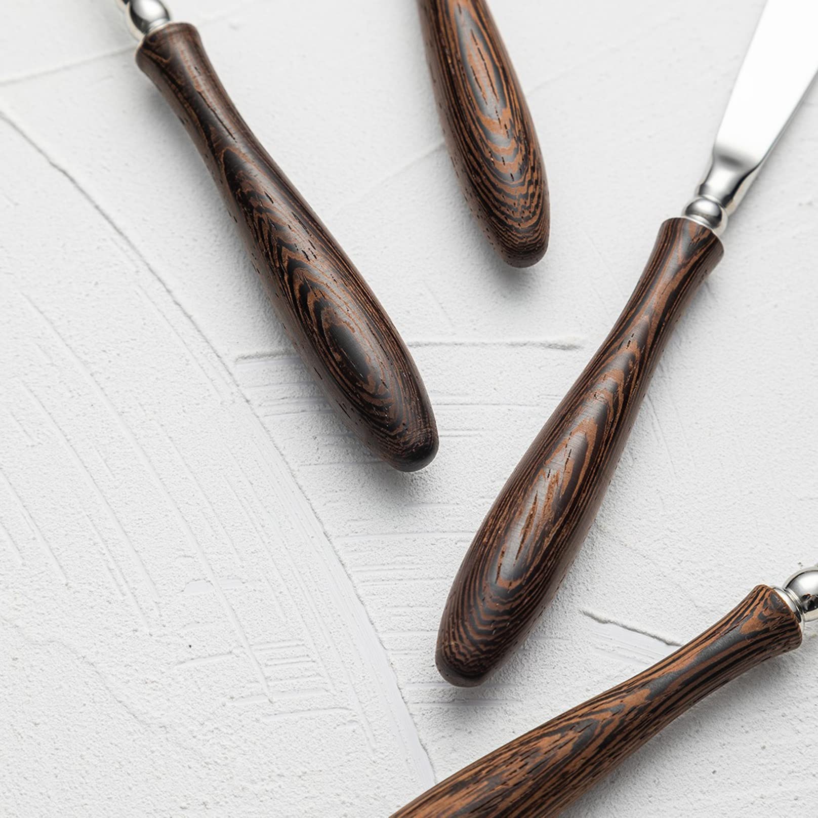 Ensemble de Couverts 7 pièces cuillère Fourchette Couteau avec Manche en wengé, Ensemble d'argenterie Acier Inoxydable Hnadle Bois Luxe for la Maison, Pique-Nique