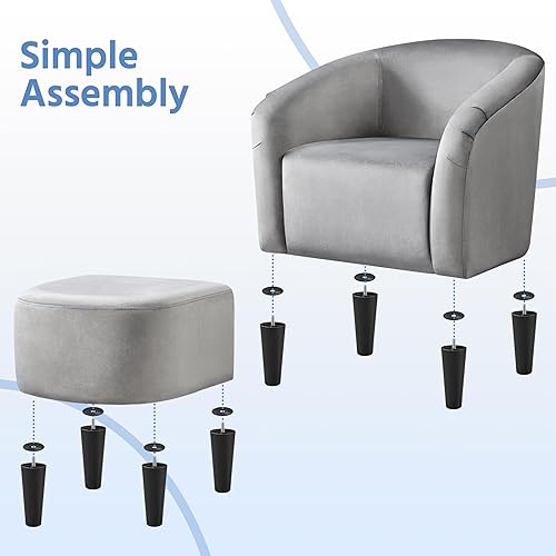 Miniatura 5 de Topeakmart Silla de club contemporánea para sala de estar, silla de barril con silla otomana y reposapiés, juego para dormitorio, sala de espera,