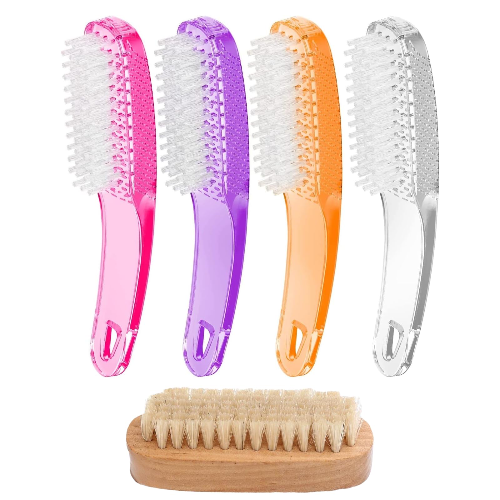 5Pcs Nail Cleaning Brush, Double-Sided Plastic Handle Nail Scrubbing Brush for Hands Toes, Nails