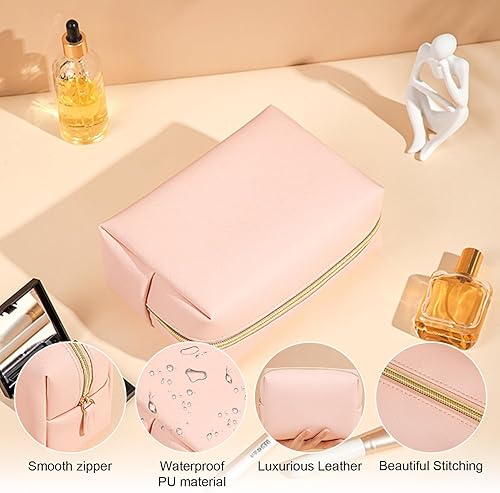 Miniatura 4 de 8 bolsas pequeñas de maquillaje preparadas, bolsa de cosméticos con cremallera de piel sintética a granel, bolsa de cosméticos lisa, impermeable,
