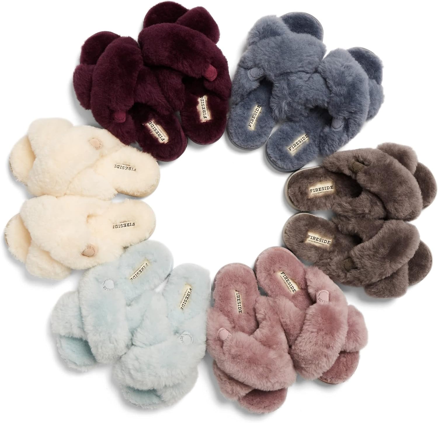 Fireside by Dearfoams womens Newcastle Crossband All Over Shearling Easy on/Off Slide - Image 2