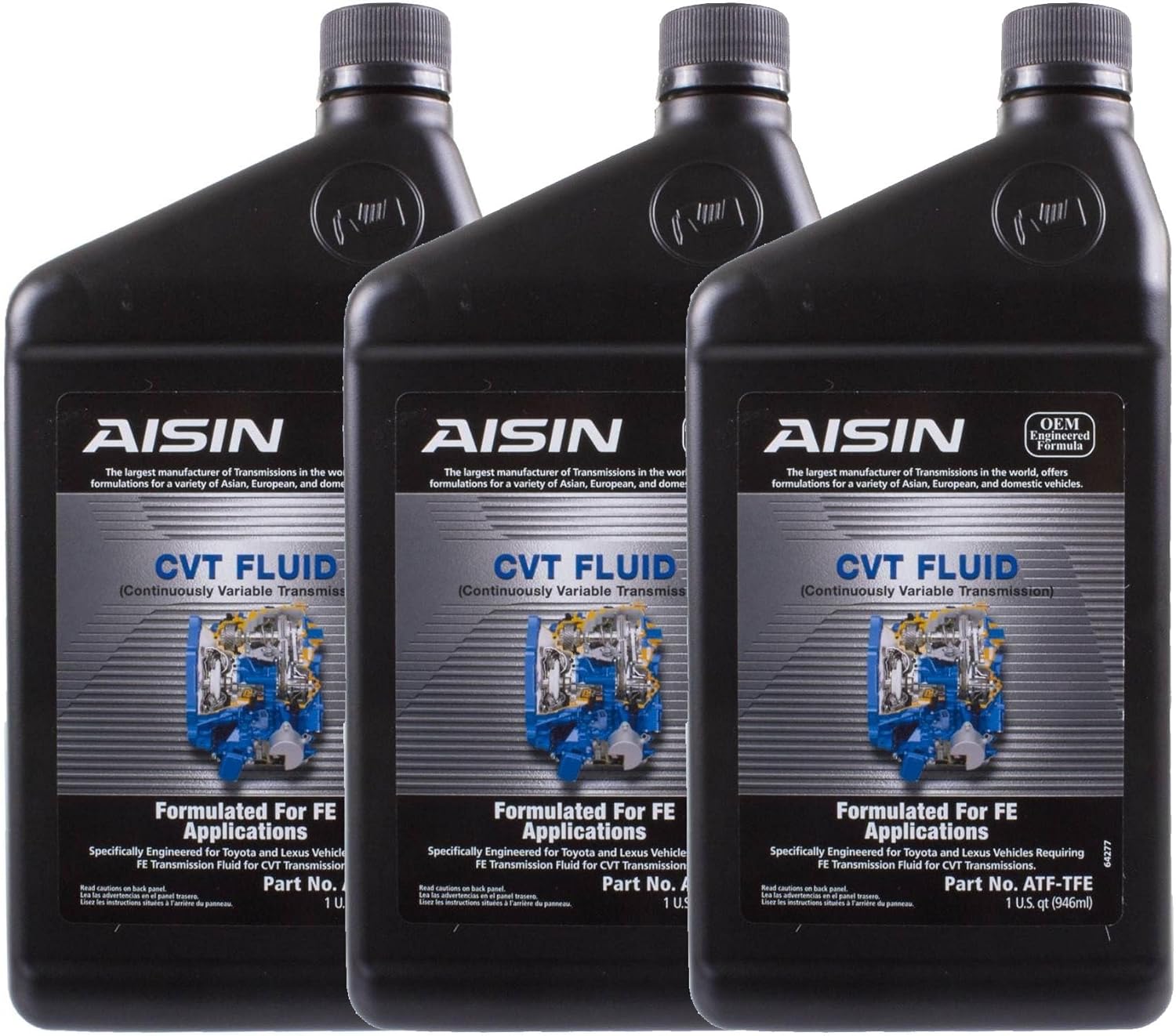 Aisin 3 Quart Auto Trans Fluid CVT ATF-TFE for UX200 iM iQ Corolla 3 x 1qt
