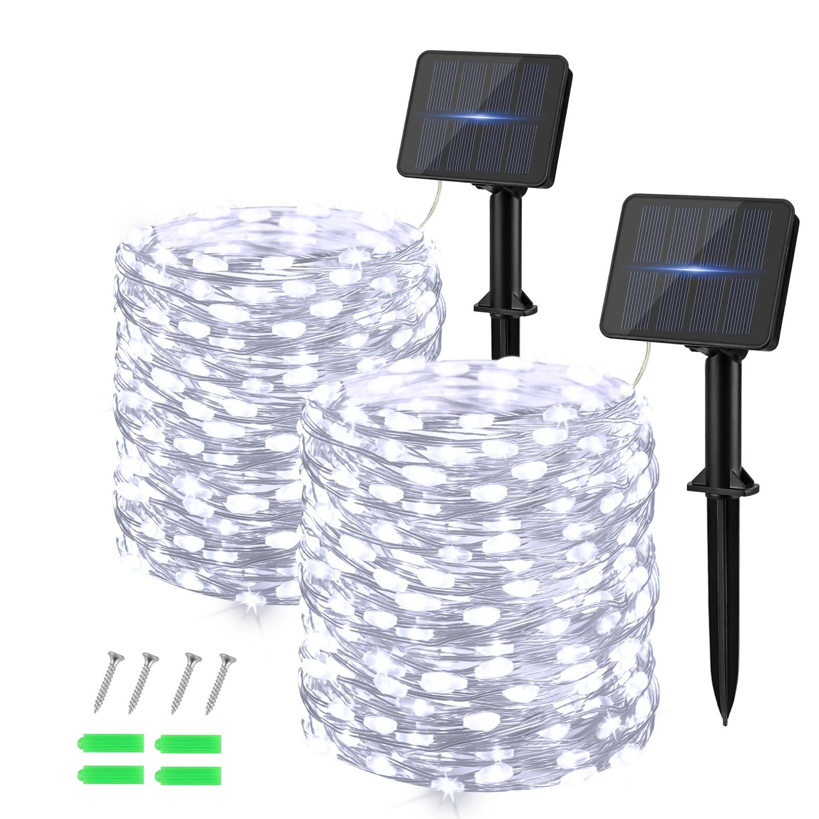 Solar String Lights - 12M/40Ft 120 LED Copper Wire Outdoor Lights With 8 Modes, Waterproof for Garden, Tree, Party, Wedding, Christmas (Cool White) [Energy Class G]