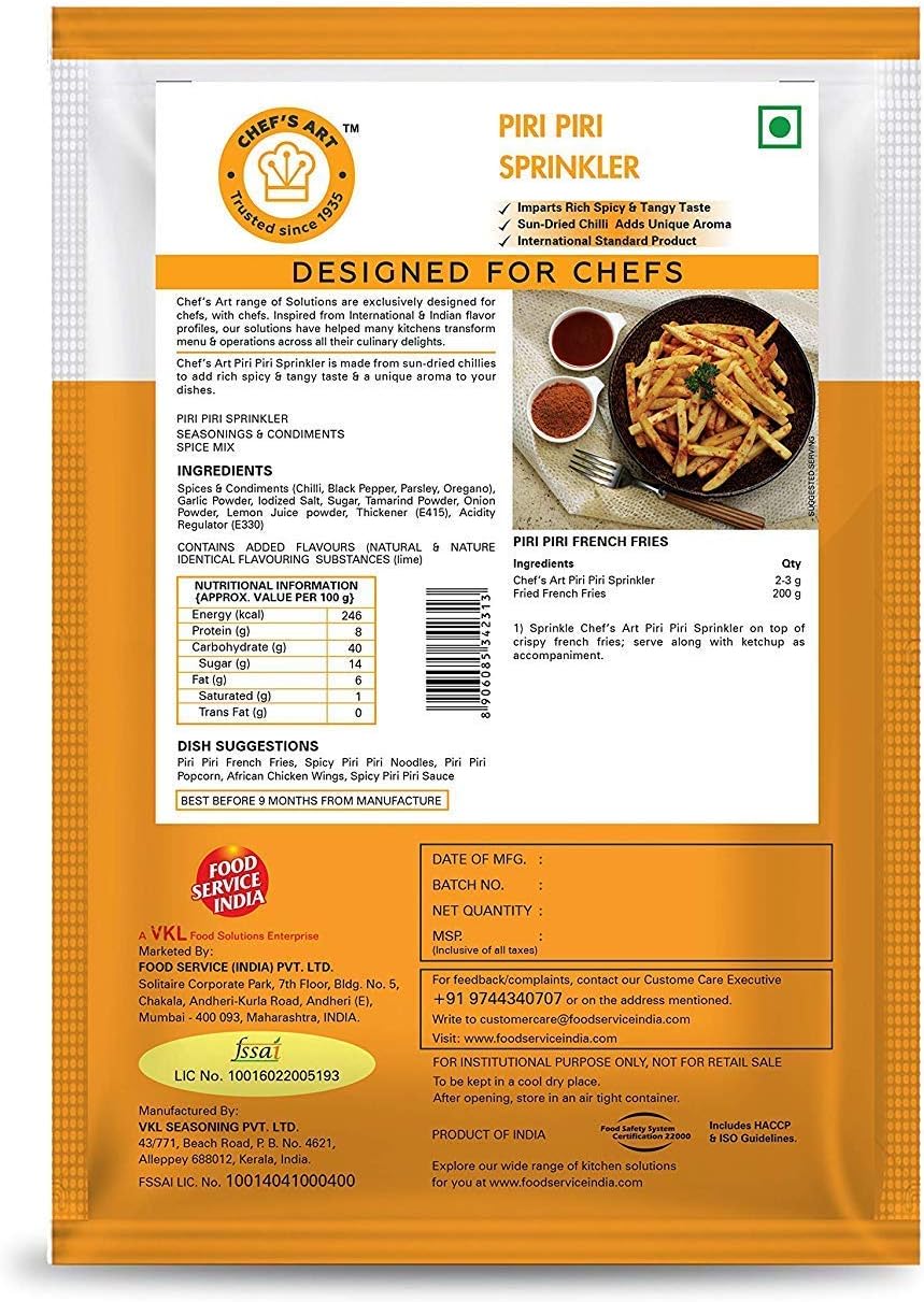 Chef's Art - Piri Piri Sprinkler - Treat for Any Snack, Pack of 250 gm