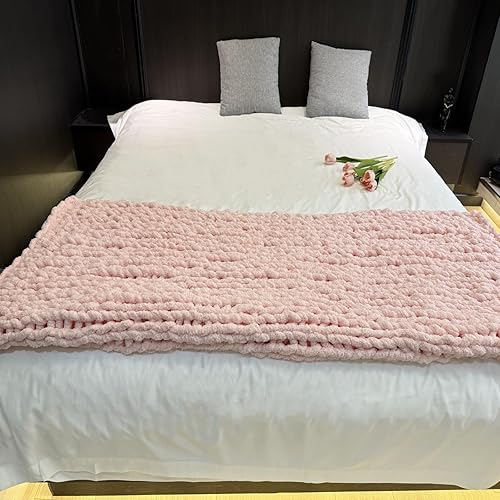 Miniatura 7 de Manta de punto grueso de 40 x 40 pulgadas, tejida a mano de felpilla cálida, decoración del hogar, manta de punto trenzado suave y transpirable, de