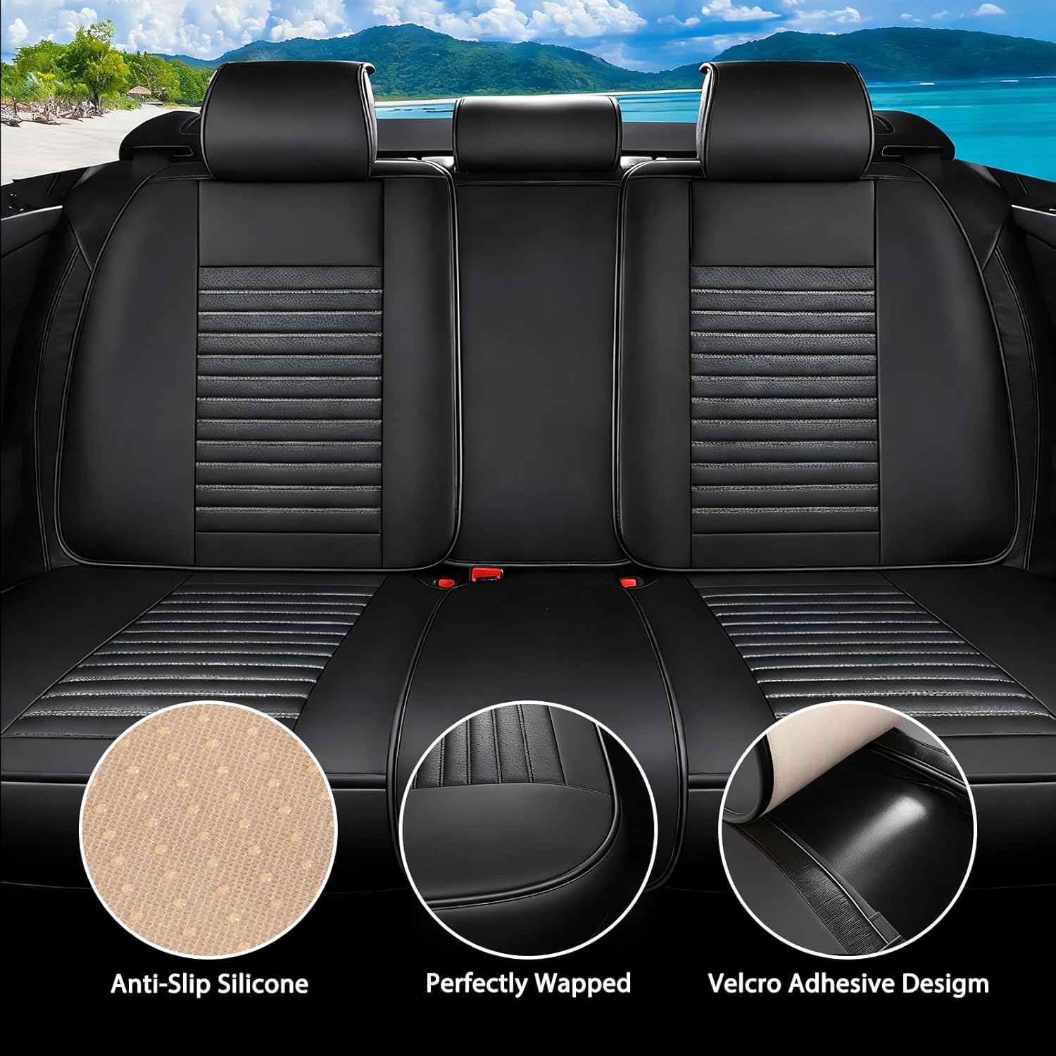 Car Seat Covers Custom Fit for Honda HRV 2017-2026 Faux Leather Car Seat Protector Airbag Compatible Breathable and Scrath-Resistant Automotive Car Seat(Blackwhite,Full Set)