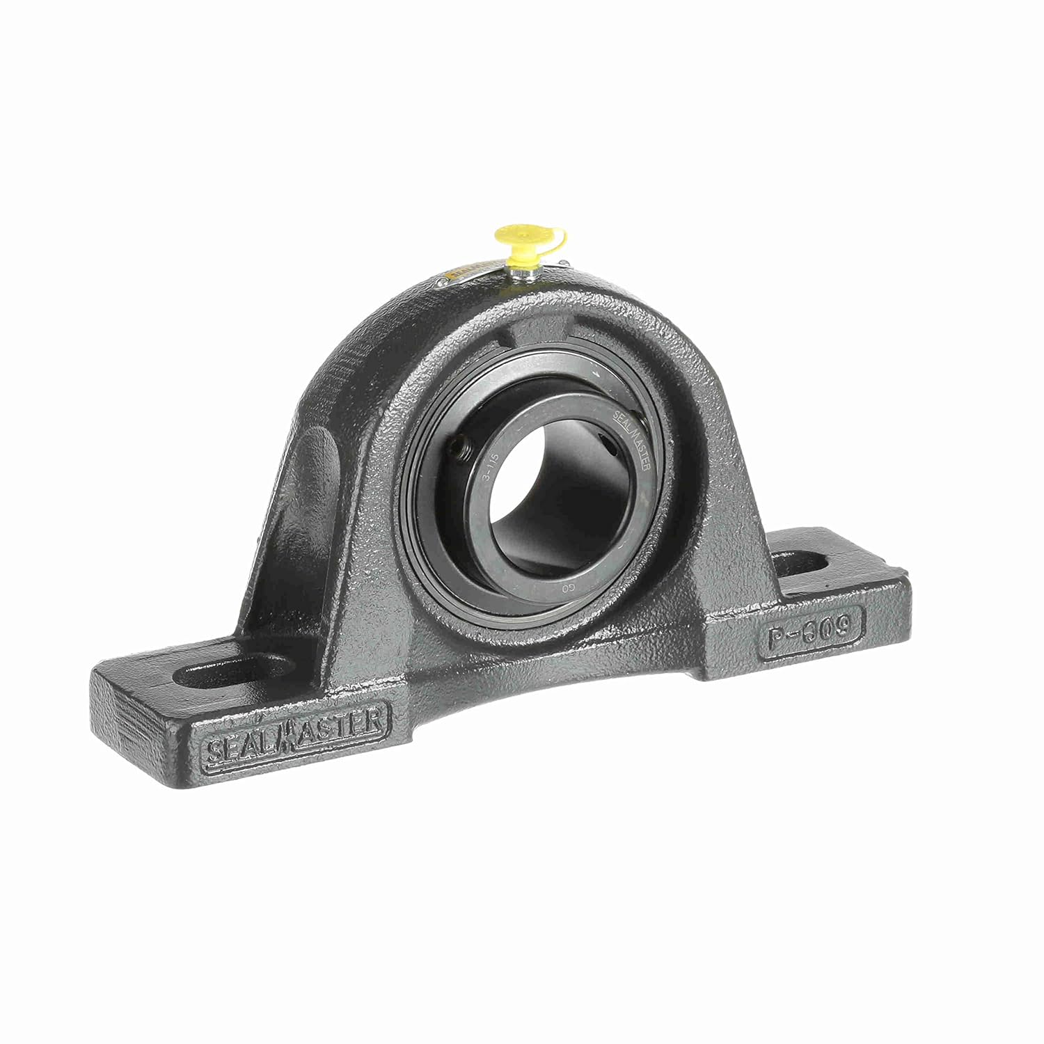 Sealmaster SPM-31 CXU Pillow Block Ball Bearing, Non-Expansion Type, Medium-Duty, Regreasable, Set Screw Locking Collar, Felt Seals, Noise Tested, AC Housing Fit, Cast Iron Housing, 1-15/16" Bore, 2-3/4" Base to Center Height, 7-5/8" Bolt Hole Spacing Width, ±2 degrees Misalignment Angle