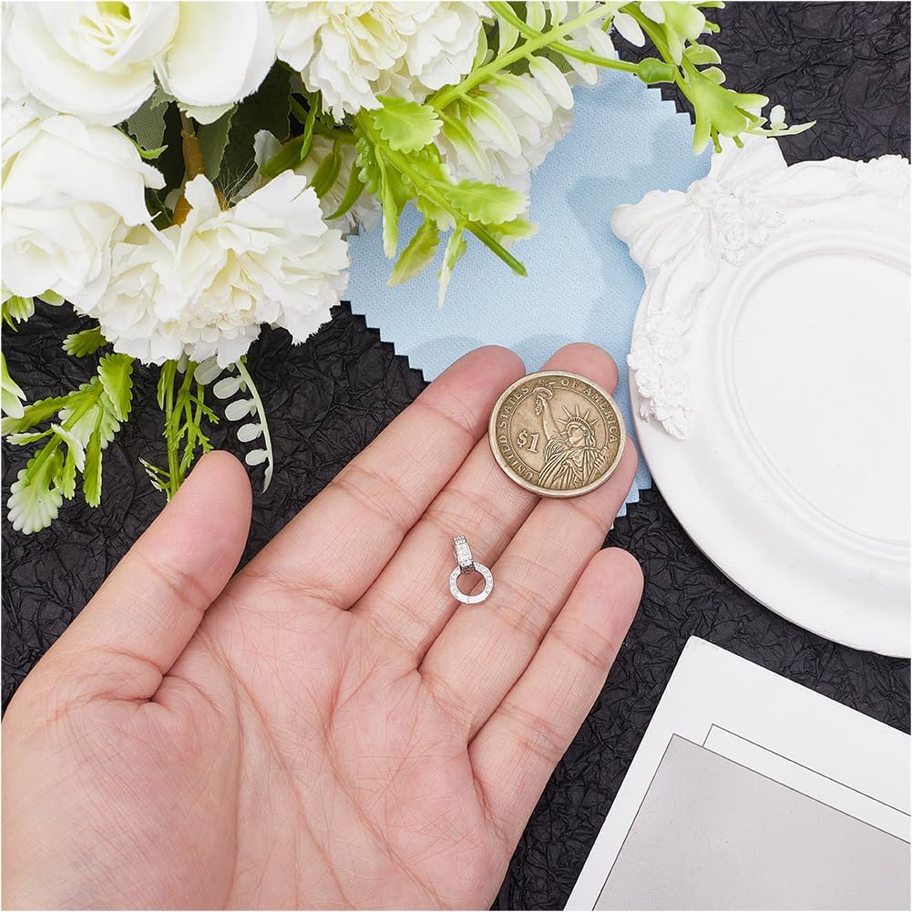 Beebeecraft 1 Box 2Pcs Double Bail Clasps 13.5x8mm 925 Sterling Silver Enhancer Connector Micro Pave Cubic Zirconia Jewelry Clasps Extension Pendant Charm Holder for Crafts Necklace Bracelet Jewelry